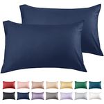 Warmstar Cotton Pillow Cases Standard Size Set of 2, 600 Thread Count Pillowcases 20x26 Inches, Soft Long Staple Cotton Pillowcases Breathable with Envelope Closure,Navy Blue