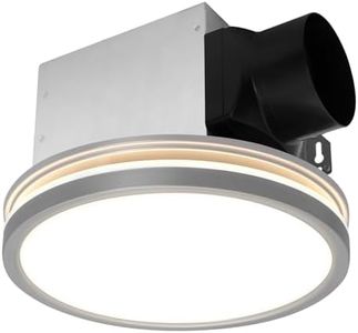 Akicon Bathroom Exhaust Fan with Light, 80 CFM 2.0 Sones Bathroom Fan for Ceiling, 3CCT 15W Dimmable LED Light and 3.5W Nightlight Bathroom Vent Fan Combo for Home, Round, Sliver