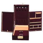 DigiRake Jewellery Organizer For Women - Rexine | Earrings Organizer Box For Girls | Ring Box | Necklace Organizer Box | Locker Box For Jewellery | Gift For Girls & Women (Maroon - Velvet)