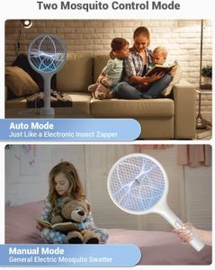 YISSVIC Electric Fly Swatter 4000V – USB Rechargeable Mosquito Zapper Racket with Stand, Indoor/Outdoor