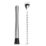 Bridge2shopping Cocktail Bar Steel Muddler with Mixing Coin spoon, Set of 2