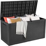 DWVO 100 Gallon Outdoor Storage Box, Lockable Water Resistant Deck Box for Patio, Essentials, Tools, Supplies - Black