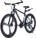 BSTSEL 27.5 Inch Mountain Bike 3 Spoke Wheels Bicycle 17.5 Inch Aluminum Frame Mountain Bicycle Shimano 21 Speeds with Dual Disc-Brake Suitable For Men And Women Over The Age Of 16 (Black & Blue)