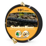 Soaker Hose 10ft for Garden Beds, Solid Brass Interface Irrigation Save 70% Water Heavy Duty Rubber 1/2" Diameter Great for Gardens/Flower Beds