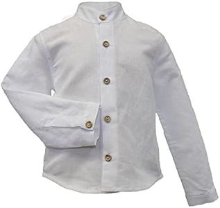 Camisa Lino de Manga Larga para Bebe niño (de 12 Meses a 8 años) - Hecho a Mano (Blanco Nieve, 6 años)