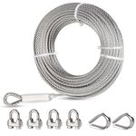 hannger 5/16" Stainless Steel Cable 200ft, 7x19 Strand Aircraft Cable, 9000 lbs Break Strength, Steel Cables with Loops, Wire Rope for Boat Lifts, Wire, Deck Railing, Zip line Cable