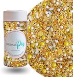 Honey Bee Sprinkle Mix| Made In USA By Sprinkle Pop| Yellow Gold Sprinkles With Bees And Honeycomb Wafer Papers| Black Pops And Cream Hues | Summer Sprinkles for Decorating Cakes Cupcakes Cookies, 4oz