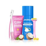 LetsShave Evior Women Face Razor (1) + Bikni Razor (1) + Whipped Shave Cream + Evior Body Lotion 30ml| Razor for Sensitive Areas of Women | Facial Hair Removal