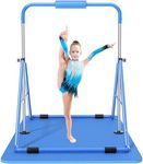 Safly Fun Expandable Gymnastics Bars Junior Training Bar Gymnastic Folding Horizontal Bars with mat for Kids(Blue+Mat)