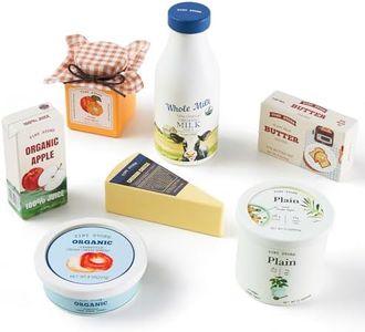 Tiny Land Wooden Play Food for Kids Kitchen, Pretend Food Dairy Set Toy