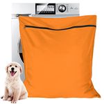 Aoliandatong Pet Laundry Bag Pet Petwear Wash Bag Hair Remover Safely, Stops Pet Hair Blocking the Washing Machine, Large Size Ideal For Dog Cat Horse Rabbit(Orange)