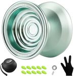 WATIEOBOO Yoyo Professional Trick Yoyo for Kids Beginners Unresponsive Yoyo for Adults Intermediate-Advanced Players with U Type KK Bearing + Glove (Light Blue)