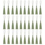 30 PCS Bookmark Tassels, Mini Tassels Silky Tassels for Bookmarks Handmade Bookmark Tassels for Resin DIY Craft Supplies and Home Decor (Armygreen)
