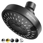 HOPOPRO NBC News Recommended 5 Modes High Pressure Shower Head 4.1 Inch High Flow Fixed Showerheads Bathroom Shower Head Replacement Tool-free Installation Luxury Modern Rain Matte Black