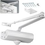 MARIE Hydraulic Spring Door Closer Soft Close Size 2 with Automatic Adjustable Arm Operated for Commercial Grade & Home 25-45KG Weight Door with Installation Video Aluminium EN1154 Certification White