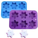 Snowflake Silicone Molds,Accfore 2 Pack Cake Pans Cookie Trays Handmade Soap Making Molds Also for Chocolate Pudding Jelly Muffin Cups Kitchen Baking Decoration(Blue/Purple)