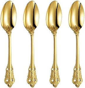 KEAWELL Luxury 7" Tea Spoon, Set of 4, 18/10 Stainless Steel, Sturdy Dessert Spoon, Gorgeous Design with Exceptional Mirror Polished Finish