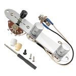 Musiclily Pro Loaded Tele Control Plate Pre-Wired Wiring Harness with 3-Way Switch Control Plate and A250K Potentiometers for American Style Telecaster Electric Guitar, Chrome