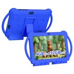 HOTTABLET Kids Tablet 7 inch Android 12, 4GB RAM 32GB ROM, 512GB Expandable, with Parental Control, WiFi, Bluetooth, Dual Camera with Silicone Case, 1PCS(Blue)