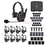 SYNCO Wireless Intercom Headset System, XTALK XPRO9 2.4GHz Full Duplex Wireless Headset with 24H 1640FT Team Communication Real-time Monitoring(9PCS)