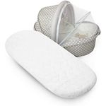 Microfibre Hypoallergenic Moses Basket Mattress with Breathable Quilted Cover Washable, Thick and Comfortable Oval Shaped Foam Easily Fits Portable Baby Bassinets Pram (75 x 32 x 4cm)