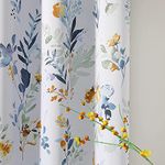 MYSKY HOME Floral Curtains 84 inches Long Living Room Curtains Room Darkening Curtains Thermal Insulated Light Blocking Drapes Grommet for Bedroom Bathroom, 2 Panels, Yellow and Blue