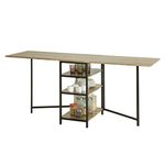 SoBuy FWT62-N, Modern Industrial Design Folding Dining Table with 3 Shelves, Kitchen Dining Room Table, Folding Table