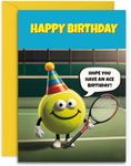 Tennis Birthday Card - Funny Tennis Ace Themed Design - A5 Size with Yellow Envelope. Designed and Printed in the UK