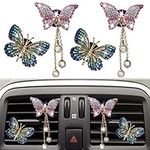 Bling Butterfly Air Vent Clips, 4 Pcs Crystal Butterfly Pandent Car Air Fresheners Vent Clips Car Diffuser Vent Clip Diamond Car Decoration Cute Car Interior Decor Bling Car Accessories for Women