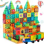 Magnetic Tiles, 100PCS Building Blocks, Magnets Building Set, STEM Toys Christmas Toy Gift for Kids Boys and Girls