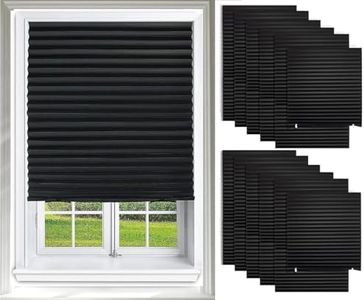 Changshade 12 Pack Temporary Shades, Pleated Paper Blinds for Indoor Windows Cut to Size Adhesive Paper Shades No Tools No Drilling for Office, Bedroom, Living Room, 48" W x 72" H, Black