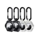 Talk Works AirTag Cases 4-Pack - Rugged Silicone AirTag Holder with Carabiner Clip Keychain - Protective Cover for Apple AirTags for Luggage Finder, Locating Keys, Pet Collar Tracker, and More