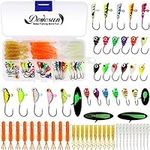 Dovesun Fishing Kit Ice Fishing Jigs Ice Fishing Lures Walleye Fishing Lures Crappie Jigs 58pcs