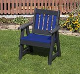 ECOMMERSIFY INC Blue-Poly Lumber Mission Poly Resin 2 FEET Patio Garden Chair Heavy Duty Everlasting PolyTuf HDPE - Made in USA - Amish Crafted
