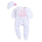 Hopscotch Girls All-Over Print Footie In White Color for Ages 3-6 Months