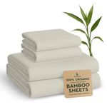 BAMPURE 100% Organic Bamboo Sheets Queen Set 4PC - Ultra Soft & Breathable Cooling Sheets for Hot Sleepers - Hotel Luxury Queen Sheets - Deep Pocket Queen Bed Sheets - Draps Queen (Ivory)