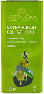 NOSTALGAIA 5 Liter Extra Virgin Olive Oil, Fresh Harvest 2025/26, 100% Greek Koroneiki Variety, Cold-Pressed, Ultra Low Acidity, 5L Tin