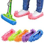 Dusenly 2 Pairs Cute Dust Mop Slippers Shoes Floor Cleaner Microfiber Dust Mop Shoes Floor Cleaning Shoe Covers Hair Cleaner Foot Socks Caps, Random Color
