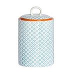 Nicola Spring Porcelain Biscuit Cookie Barrel Jar - 156x252mm - Blue/Orange Print