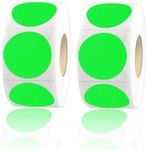 STARLIBOO Fluorescent Green Dot Stickers,1 inch Round Color Coding Circle Dot Labels, 1600pcs Permanent Adhesive Circle Stickers, Garage Sale Stickers (2 Rolls)