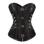 Grebrafan Women's Spiral Steel Boned Steampunk Gothic Corsets with Chains (UK(18-20) 4XL, Black)