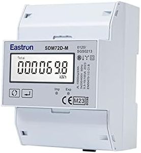 EASTRON SDM72D-M-2-MID Power Meter - 100A Three-Phase Meter - Electricity Meter 3 Phase - 100A kWh Mains, DIN Rail - Ammeter with Illuminated LCD Screen - MID Certified/Calibrated