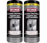 Weiman Stainless Steel Cleaner Wipes | 2 Pack | Fingerprint Resistant, Removes Residue, Water Marks and Grease from Appliances - Works Great on Refrigerators, Dishwashers, Ovens, and Grills