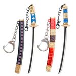 2ps Mini Toy Katana Keychain, Metal Model Sword with Pull Out Best Gift for Anime Lovers Samurai Sword Game Series (Colours 1)