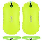 [2 Pack] JOTO Swim Buoy, Highly Visible Swim Bubble Safety Buoy Tow Float, with Adjustable Waist Belt, for Open Water Swimmers Triathletes Kayakers Snorkelers Safe Swim Training –Neonyellow