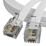 ConnectingU® 15m long White ADSL Modem Cable - Premium Quality with Gold Plated Contact Pins, Ideal for High Speed Internet Broadband Routers/Modems to RJ11 Phone Socket DSL Microfilter.