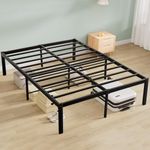 Levede 40cm Queen Bed Frame Metal Bed Base,Industrial Bed Frame,Steel Slat Mattress Support,Under Bed Storage,Reserved Holes for Headboard,Bedroom Furniture,Easy Assemble,Black ﻿