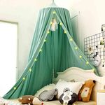 Soft Bed Canopy Princess Hanging Dome Tent with Hook and Sticker Decorative Mosquito Net Bed Curtain Bedding for Girls Bedrooms Reading Corners Sofas (Green)