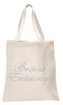 Varsany Ivory Luxury Crystal Bride Tote bag wedding party gift bag Cotton, Bridal Entourage, Large