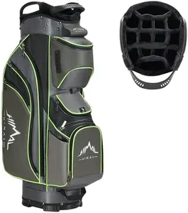 UNIHIMAL 14-Way Golf Cart Bag with Full Length Divider, Premium PU Leather Golf Bag with Plush Top, Magnetic Pocket and Rain Cover for Men